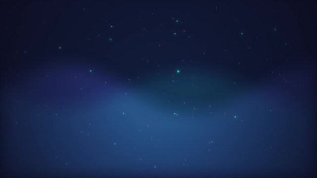 Magical Deep Blue Abstract Background with Glowing Particles and Soft Fluid Waves, Dreamy Night Sky Nebula Animation, Seamless Loop Motion Graphics for Relaxing, Spiritual, or Fantasy Projects