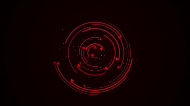 Abstract red circular loading animation with spinning digital particles