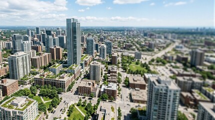 Obraz premium An aerial view of a city with lots of tall buildings.