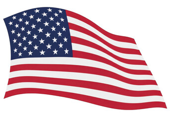 Obraz premium American flag waving in the wind on a flagpole PNG isolated on transparent background