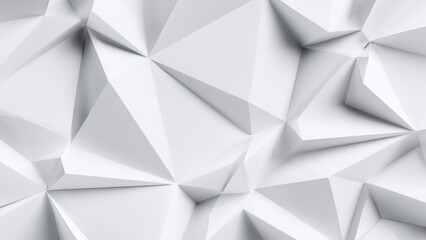 Fototapeta premium Elegant white geometric pattern with intricate facets and polygonal surfaces, ideal for modern design concepts.