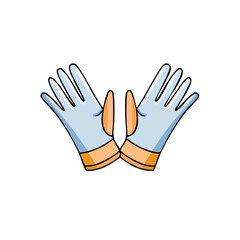 Obraz premium Pair of Blue and Orange Cartoon Gloves for Cleaning or Protection