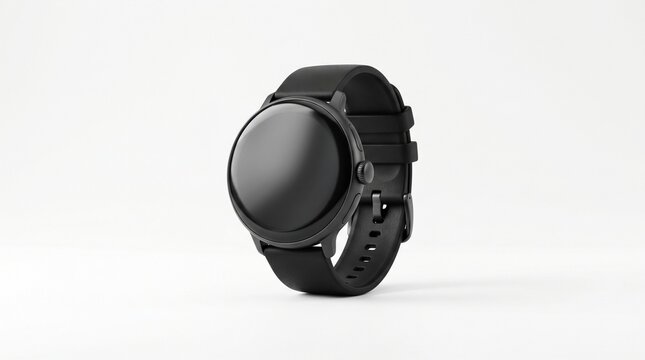 Luxury Black Smartwatch Mockup On White Background