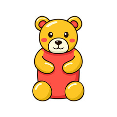 Obraz premium Cute cartoon gummy bear candy character illustration for sweet treats and children's designs