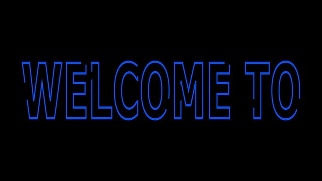 White welcome text shattering on black background, dramatic typography animation with breaking effect