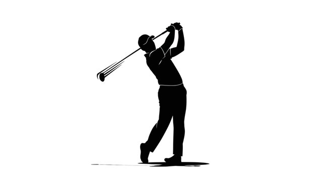 Golf, golfer, silhouette, vector, sports, illustration, black, golfing, player isolated on White Background Editable EPS
