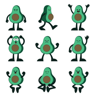 Cute Avocado Fruit Mascot Sprite Sheet for Health Food Game Assets