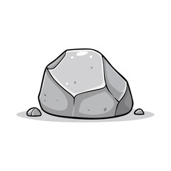Fototapeta premium Cartoon Grey Rock Illustration on White Ground with Small Pebbles
