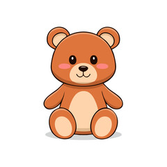 Obraz premium Cute cartoon brown teddy bear with rosy cheeks sitting