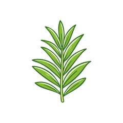 Fototapeta premium Vibrant Green Leafy Branch Illustration Hand Drawn Style Natural Growth