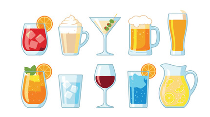 Collection of Diverse Alcoholic and Non-Alcoholic Beverages for Menus and Promotions © Anzuman