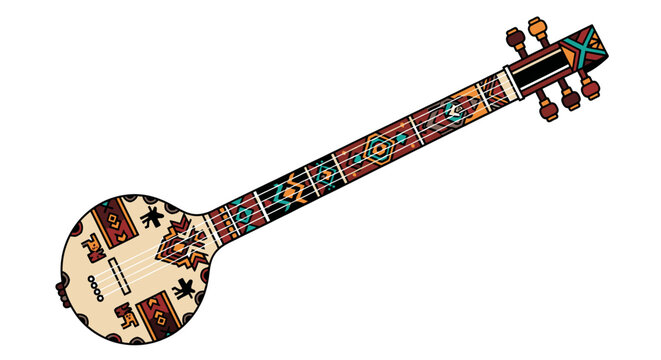 colorful banjo with intricate patterns and designs