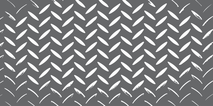 Seamless industrial silver metal plate texture featuring an abstract grey diamond pattern on a metallic steel sheet surface for a high-quality construction material wallpaper illustration