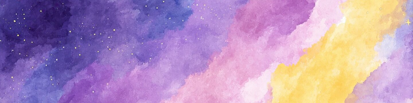 パステルカラーの星空水彩背景 幻想的な宇宙イラスト素材