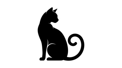 Black cat silhouette, sitting cat icon, feline vector, pet symbol © MD