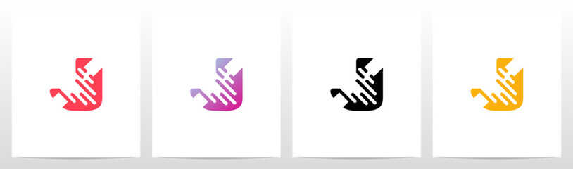 Fototapeta premium Split In Half Try to Connect Merging Back Letter Initial Logo Design J