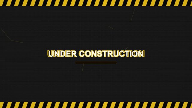 Under Construction Sign with Yellow Hazard Stripes and Progress Bar