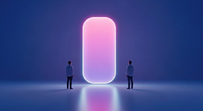 Glowing abstract shape with people silhouettes abstract silhouettes