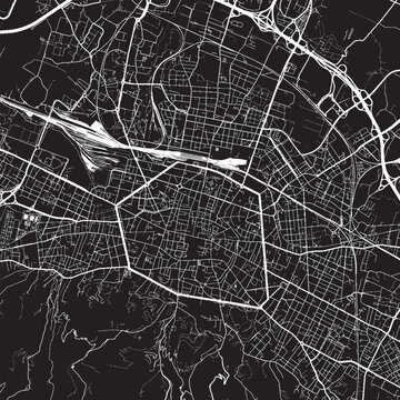 Bologna Italy Vector Map, Detailed City Street Map Black and White Minimalist Line Art