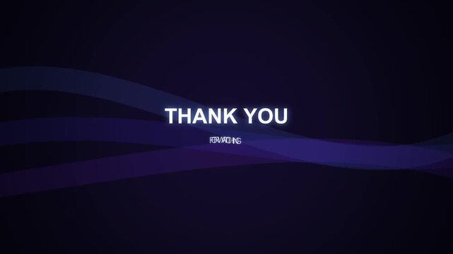 Animated Thank You For Watching Text Overlay On Abstract Blue Wave Background
