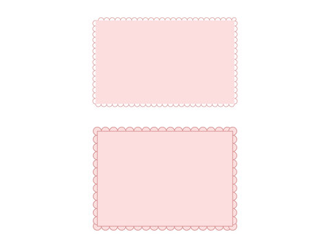 Two pink frames with scalloped edges, decorative borders for notes or pictures.
