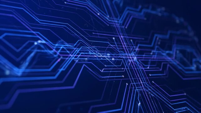 Close-up of circuit board with lines. Abstract technology design