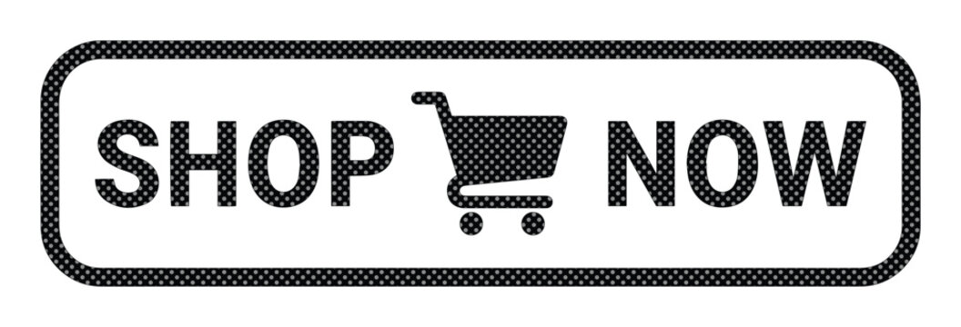 ミニマルなSHOP NOWボタンのベクター素材, ショッピングカートのアイコン付きECサイト用コールトゥアクション, シンプルな黒のラインデザインの購入ボタン, オンラインショップの販促やウェブデザインに最適なグラフィック