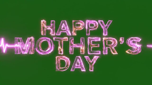 Happy mothers day text animation with glowing effect.