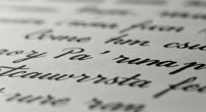 Close up handwritten script on paper