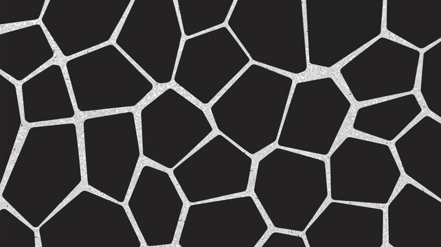  Abstract black geometric Voronoi pattern background with silver textured lines.