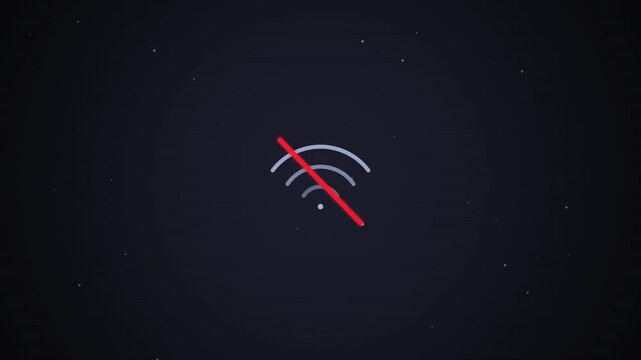 No internet connection symbol with signal bars on dark background