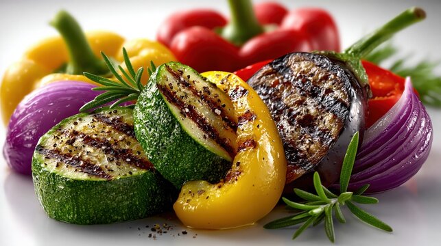 Colorful Grilled Vegetables on Platter