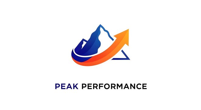Peak performance logo mountain triangle design with bold typography
