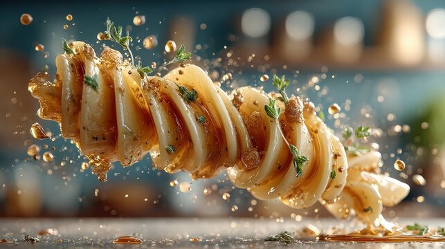 Mouthwatering Spiral Pasta with Sauce in Motion