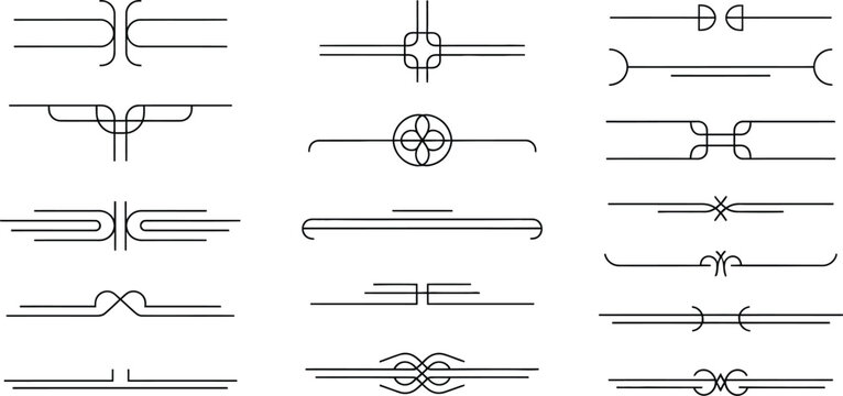 Set of decorative line dividers and text separators for professional graphic design projects