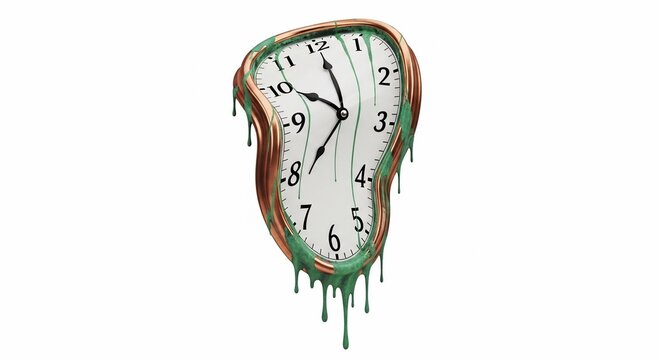 Melting clock surrealism art concept.