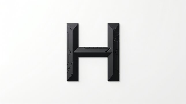 Stylish three-dimensional capital letter H in a sophisticated dark gray, featuring sharp chiseled edges on a clean white background, ideal for modern typography, branding, and graphic design