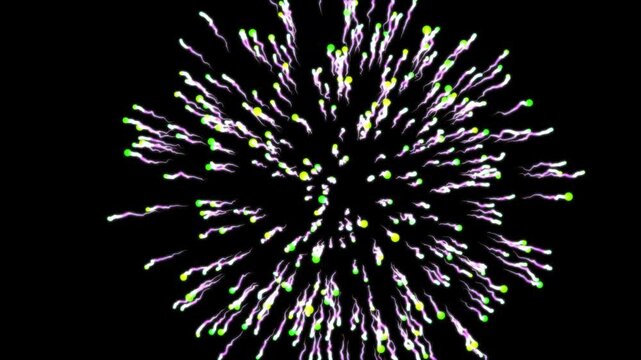 Particle explosion, colorful speed line spreading from center to edges with glowing shades, particular plugin abstract motionon black background, and dynamic sparkling burst effect in smooth 4k format