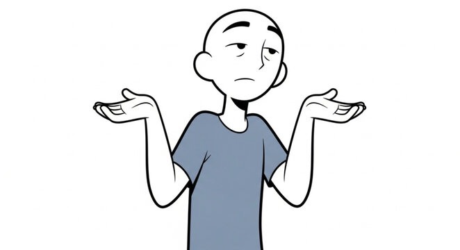 Man Shrugging Shoulders Expressing Confusion or Uncertainty.