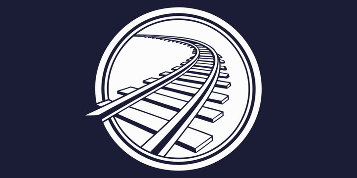 White railway track icon on dark background circular railroad illustration for logistics and transit with railroad transportation transport background illustration