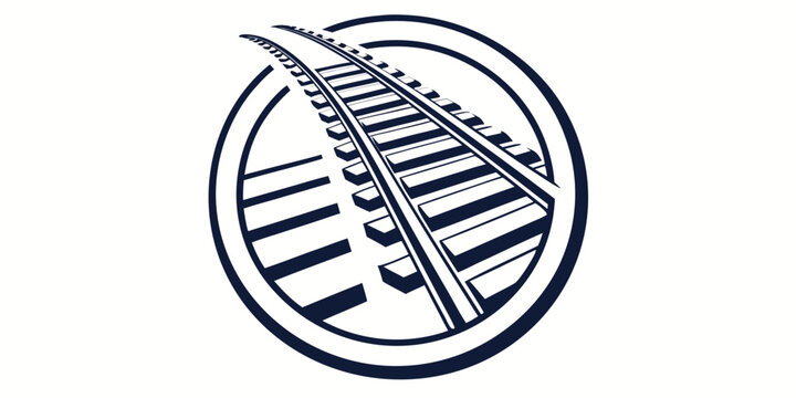 Railway tracks vector graphic design in circular border for transport and logistics branding with railroad transportation transport illustration industry engineering