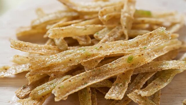 Stacked crispy snack sticks