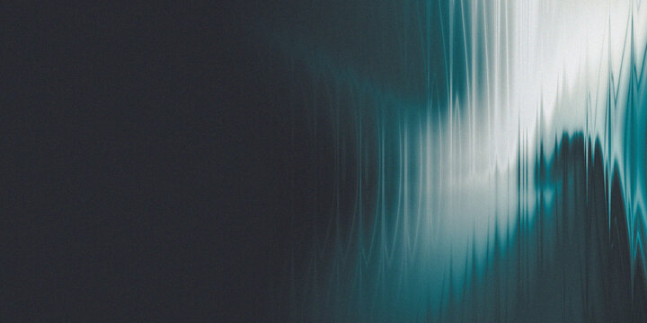 Deep Dark Gray Abstract with Glowing Teal White Vertical Ripple, Mysterious Moody Background.