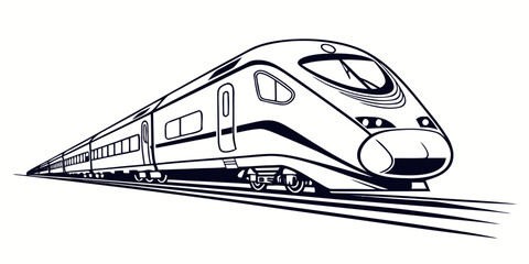 Modern high speed bullet train illustration sleek aerodynamic express locomotive graphic streamlined railway transportation vector art with transportation, transport © Mamun