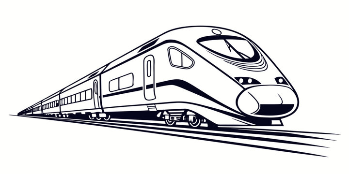 Modern high speed bullet train illustration sleek aerodynamic express locomotive graphic streamlined railway transportation vector art with transportation, transport