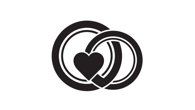 Black heart icon inside two overlapping circles