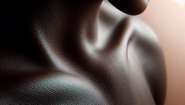 Close Up of Human Shoulder and Neck with Dramatic Lighting.