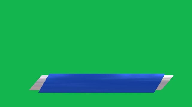 Glossy Blue and White Parallelogram Lower Third Sliding Horizontally on Green Screen. 3D Rendering