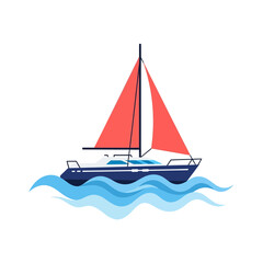 Fototapeta premium Sailing yacht cruising gracefully on wavy blue ocean in a serene environment