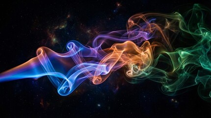 Abstract Colorful Smoke Trail in Dark Starry Outer Space © Kyber